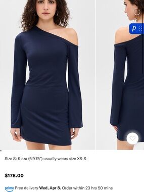 Reformation willow knit dress One-Shoulder Navy Mini Dress